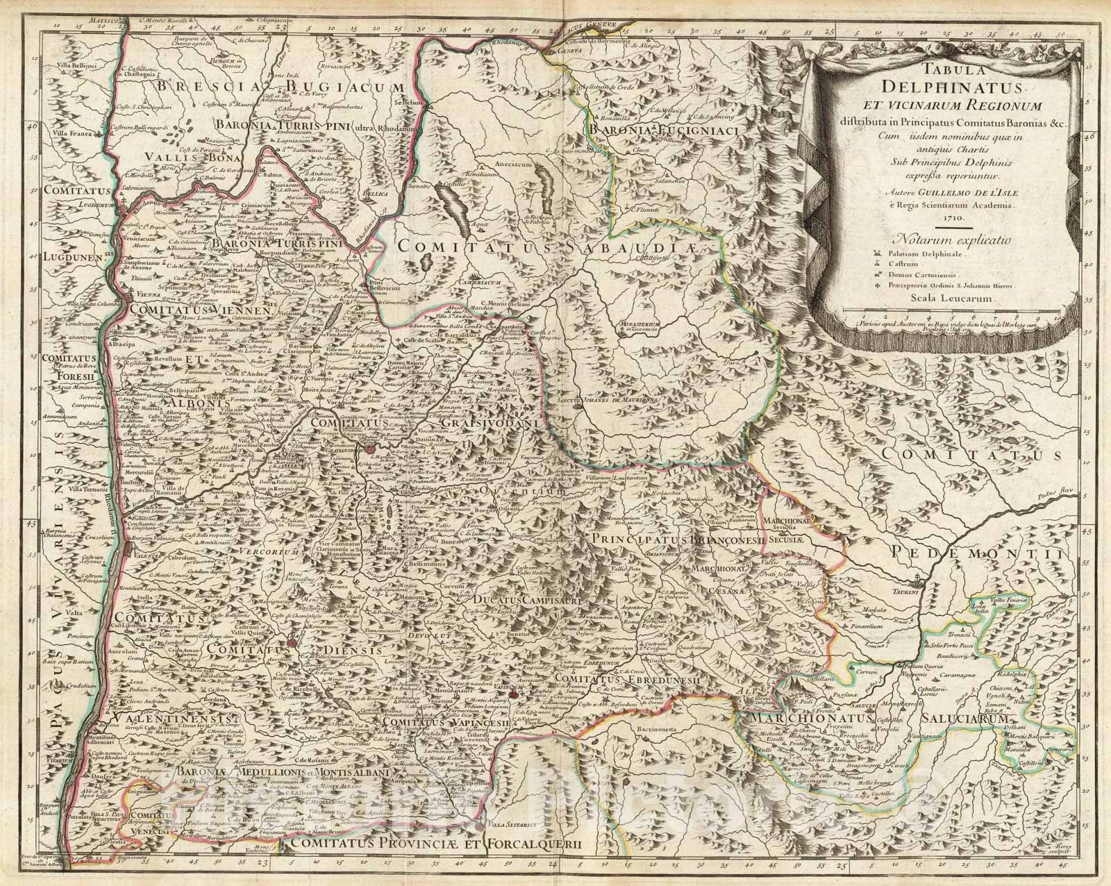 Historic Map : Tabula Delphinatus., 1711, Vintage Wall Art