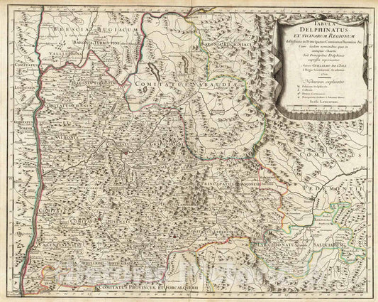 Historic Map : Tabula Delphinatus., 1711, Vintage Wall Art
