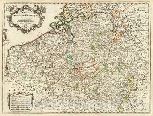 Historic Map : Pays Bas Catholoques., 1702, Vintage Wall Art