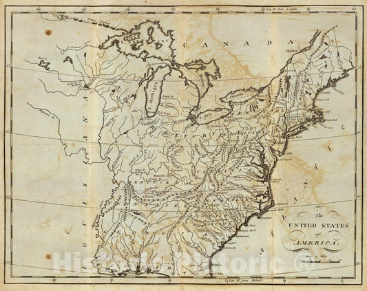 Historic Map : United States of America., 1796, Vintage Wall Art