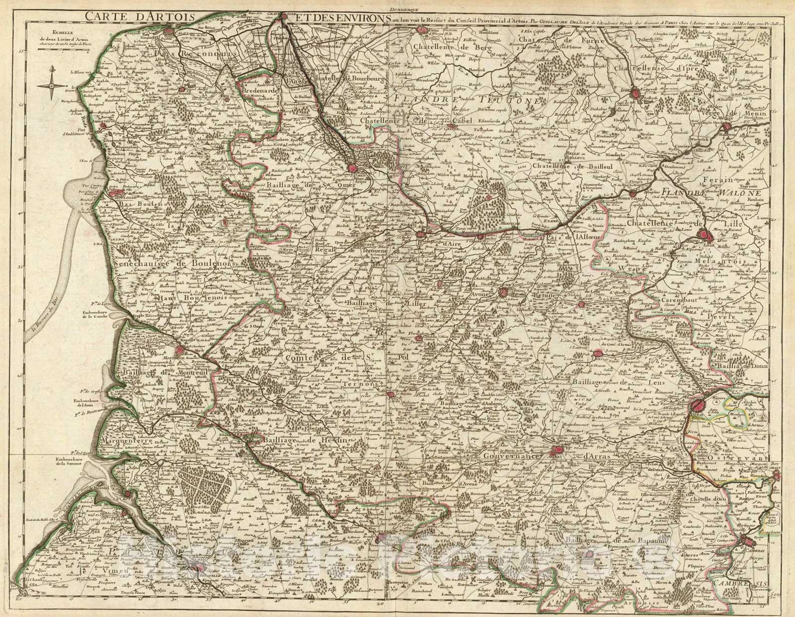 Historic Map : Artois, environs., 1711, Vintage Wall Art
