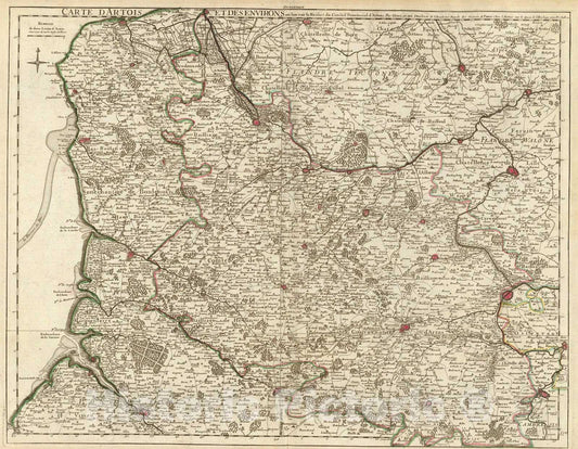 Historic Map : Artois, environs., 1711, Vintage Wall Art