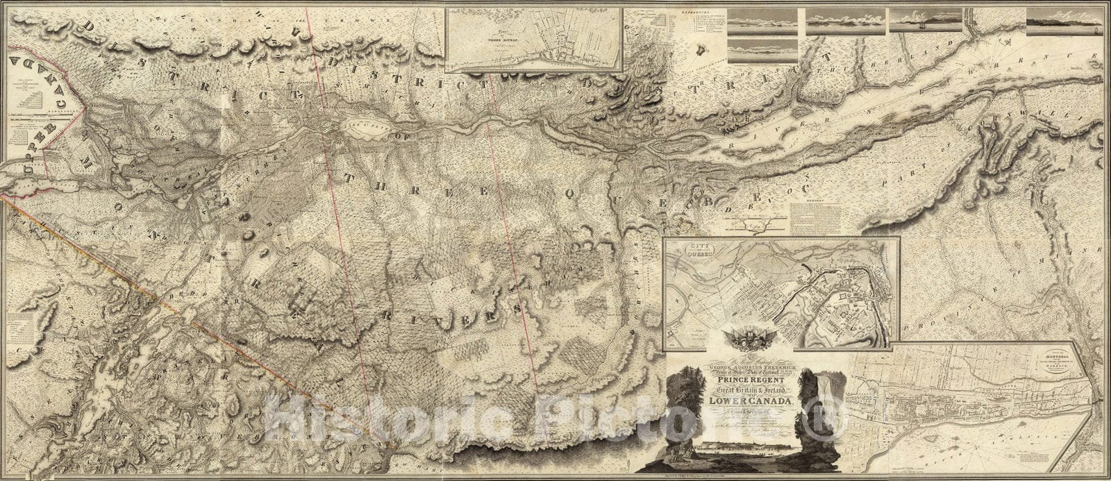 Historic Map : Composite: Lower Canada, 1815, Vintage Wall Art