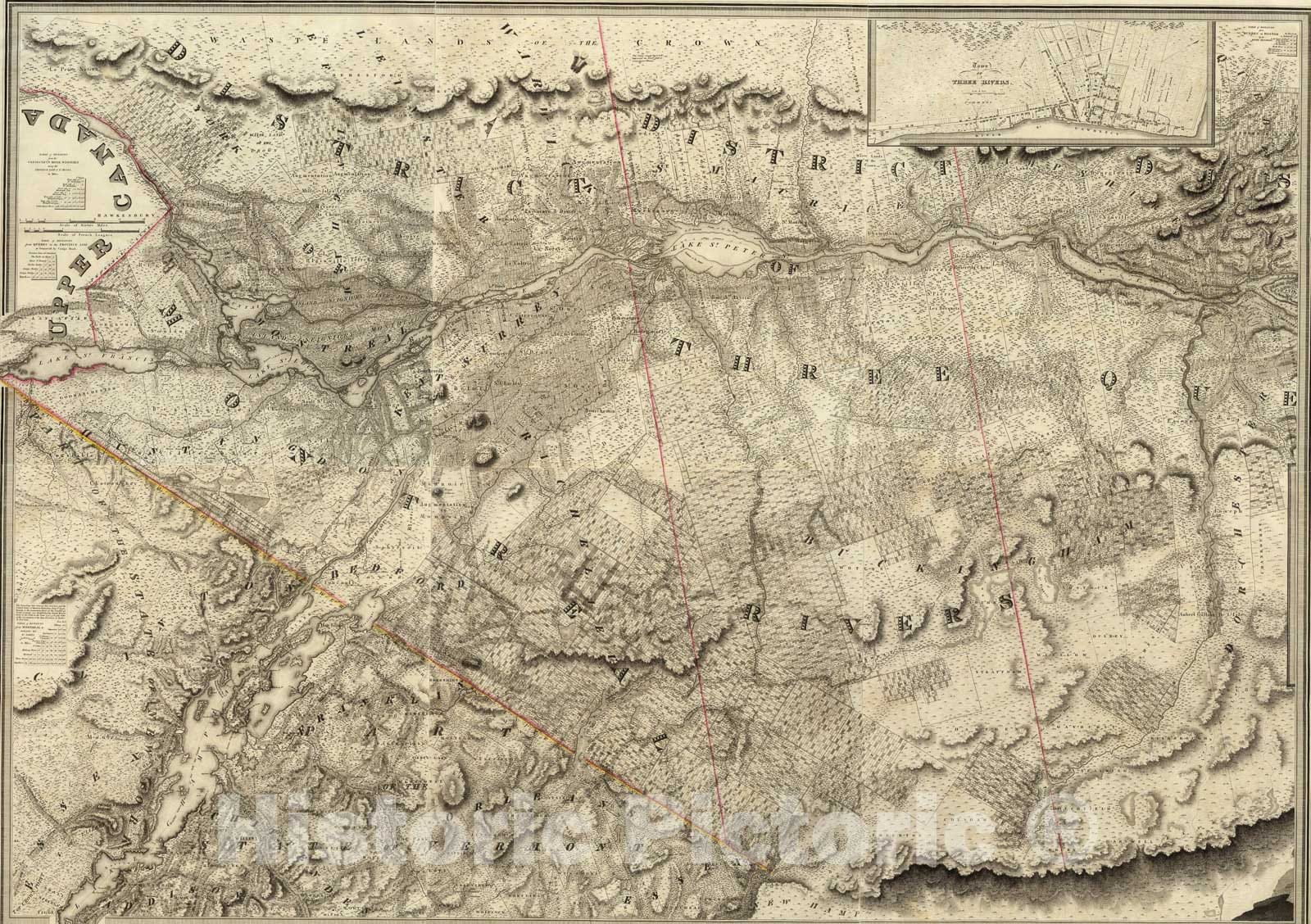Historic Map : Composite: Lower Canada western., 1815, Vintage Wall Art