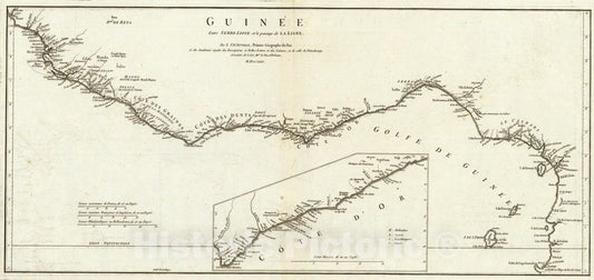 Historic Map : Guinee, entre Serre-Lione et le passage de La Ligne., 1775, Vintage Wall Art