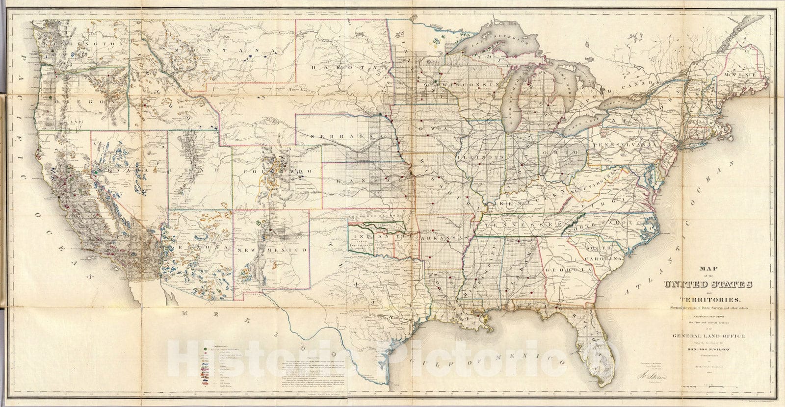 Historic Map : United States, Territories., 1866, Vintage Wall Art