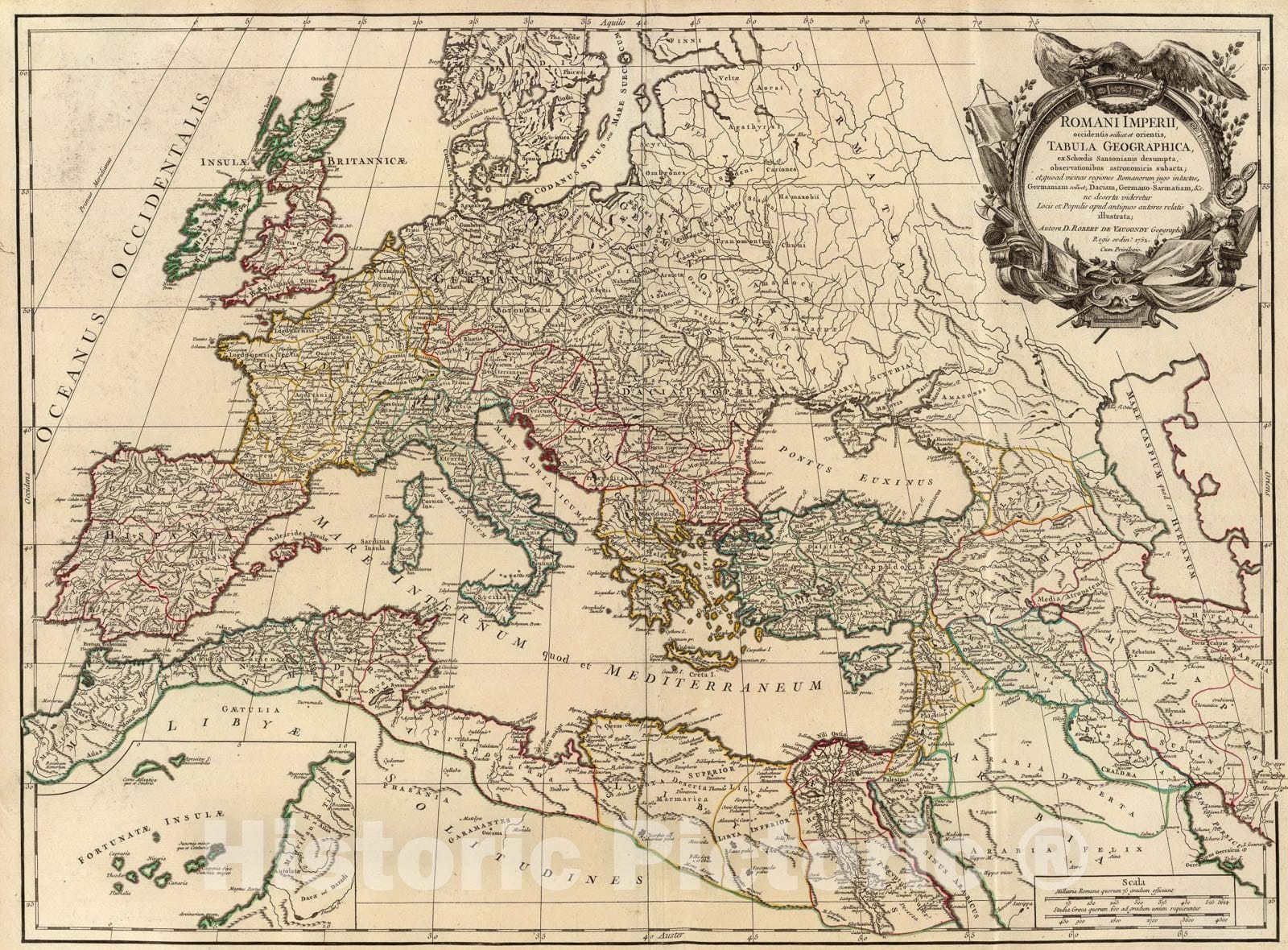 Historic Map : Romani Imperii., 1752, Vintage Wall Art