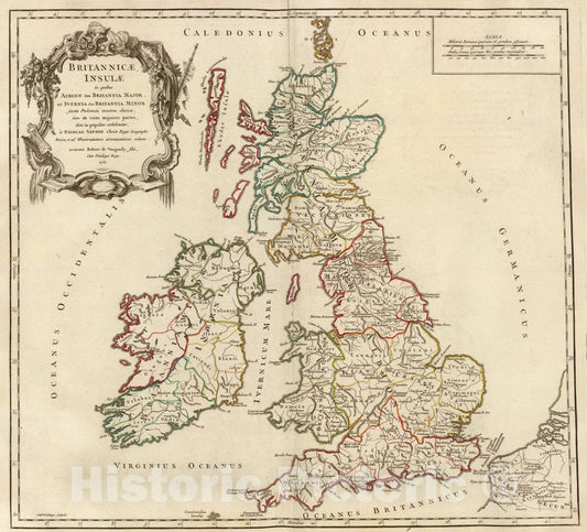 Historic Map : Britannicae Insulae., 1750, Vintage Wall Art