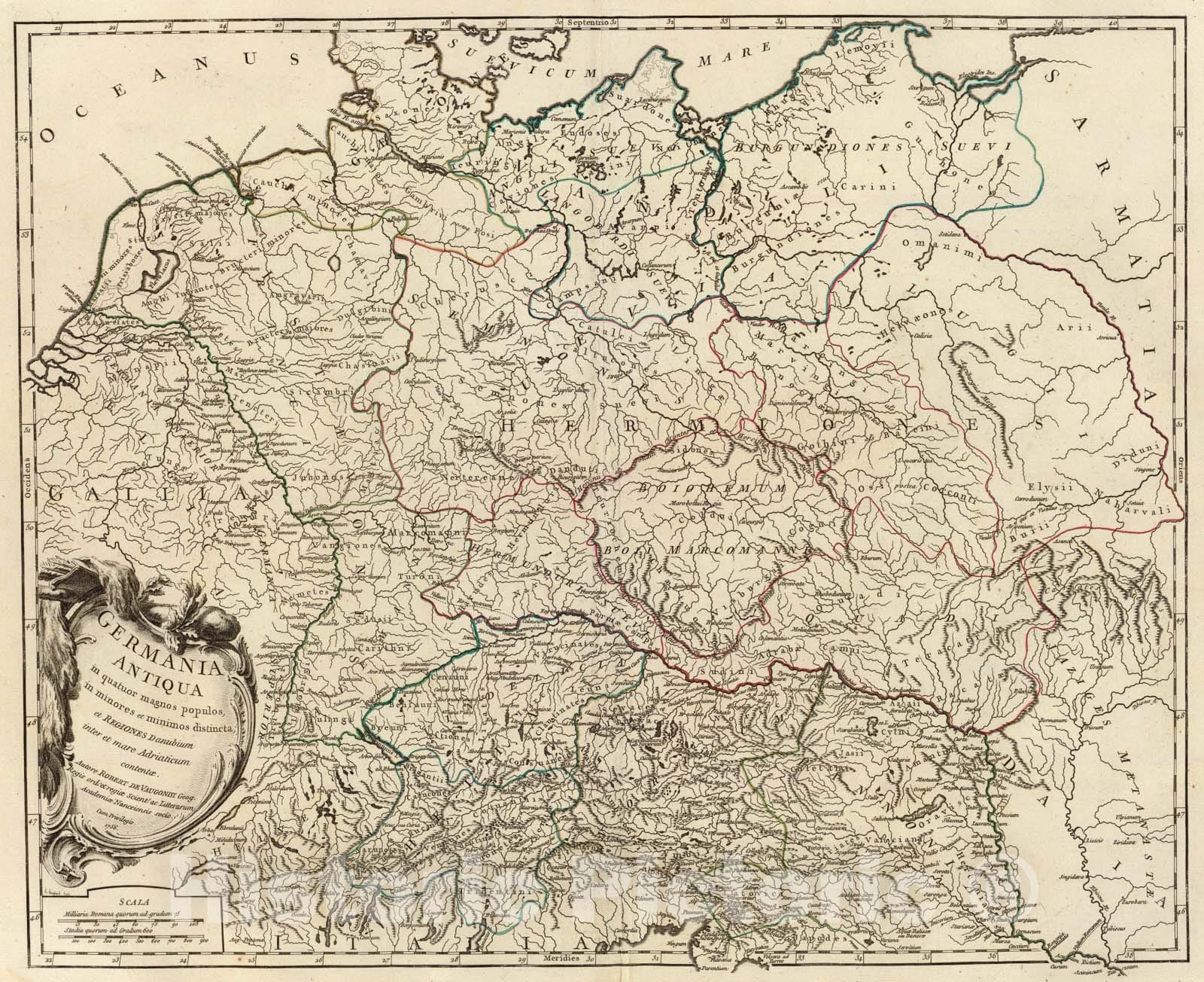 Historic Map : Germania Antiqua., 1756, Vintage Wall Art