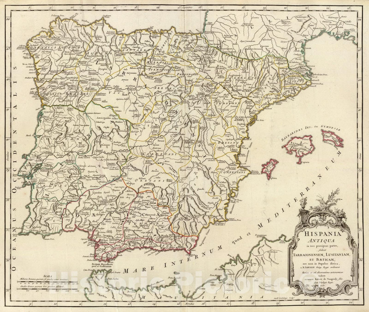 Historic Map : Hispania Antiqua., 1750, Vintage Wall Art