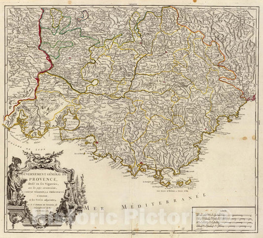 Historic Map : Provence., 1754, Vintage Wall Art