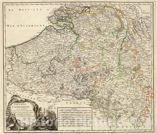 Historic Map : Pays-Bas Catholiques, Luxembourg., 1751, Vintage Wall Art