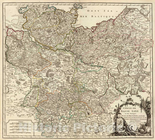 Historic Map : Cercle de Basse Saxe., 1752, Vintage Wall Art