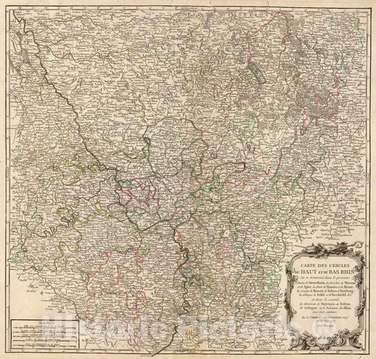 Historic Map : Haut, Bas Rhin., 1753, Vintage Wall Art