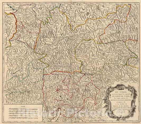 Historic Map : Le Tyrol., 1753, Vintage Wall Art