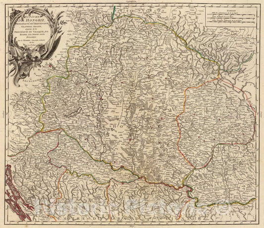 Historic Map : Hongrie, Transilvanie, Sclavonie, Croatie, Valaquie, Bosnie, Bulgarie., 1751, Vintage Wall Art
