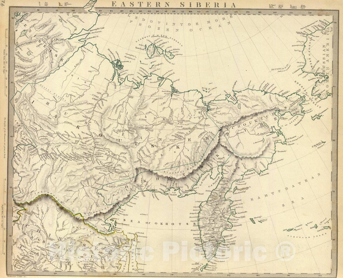 Historic Map : E. Siberia., 1838, Vintage Wall Art