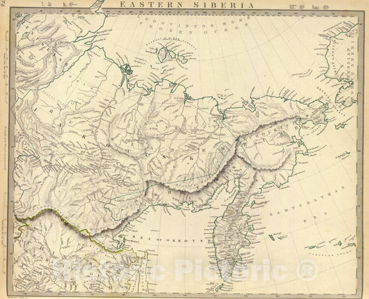 Historic Map : E. Siberia., 1838, Vintage Wall Art