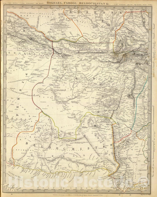 Historic Map : Bokhara, Cabool, Beloochistan &c., 1838, Vintage Wall Art