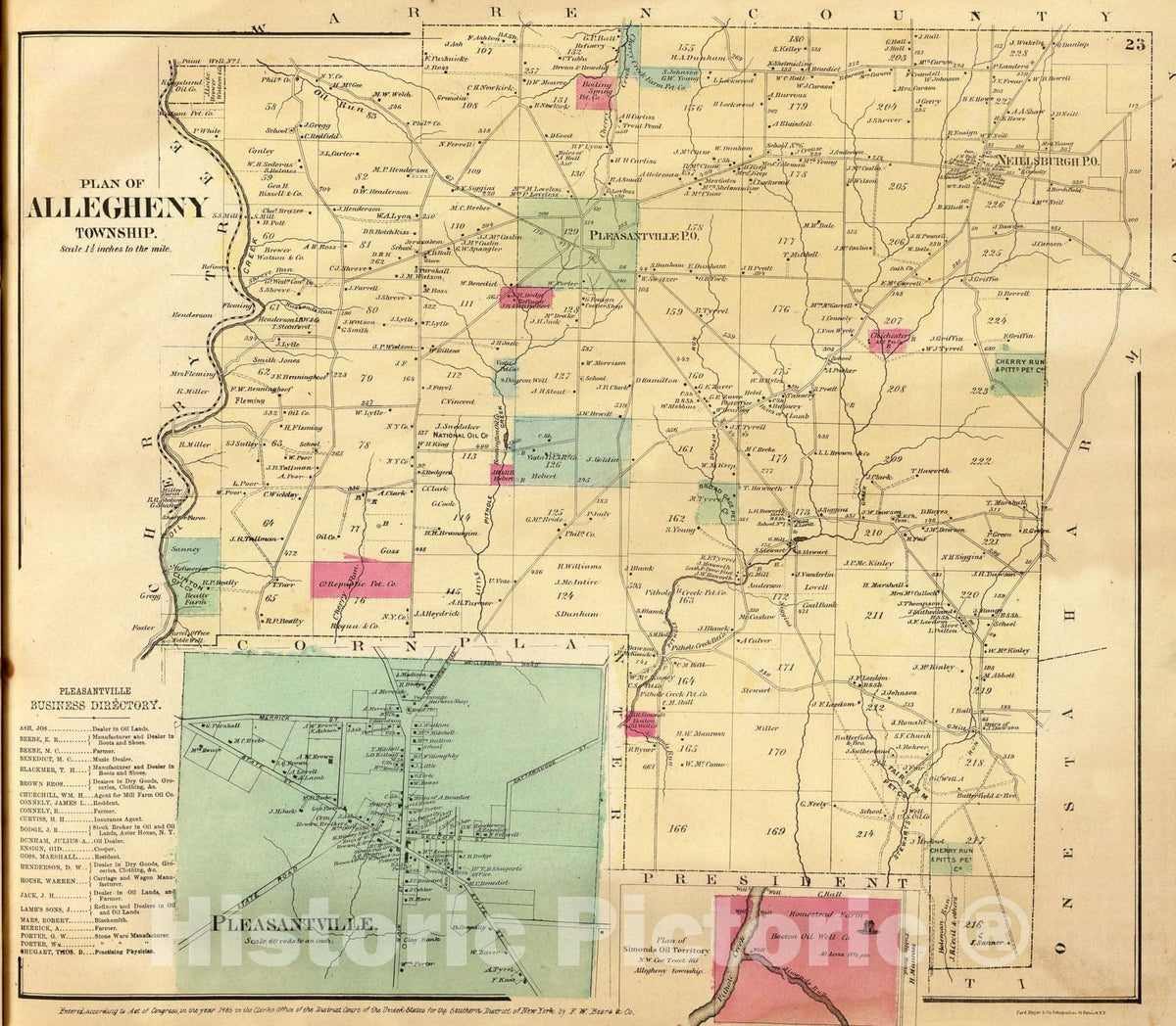 Historic Map : Allegheny Township., 1865, Vintage Wall Art
