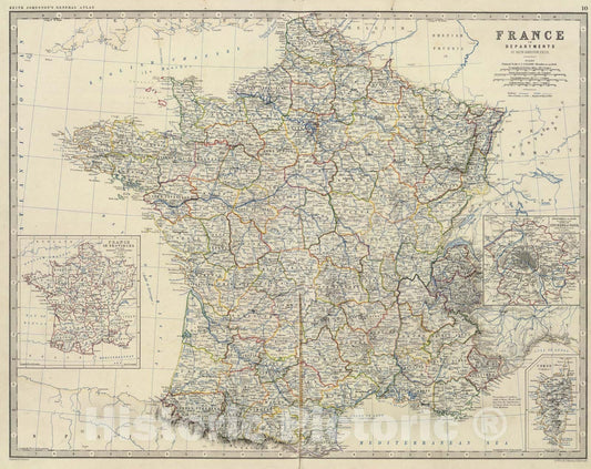 Historic Map : France., 1861, Vintage Wall Art