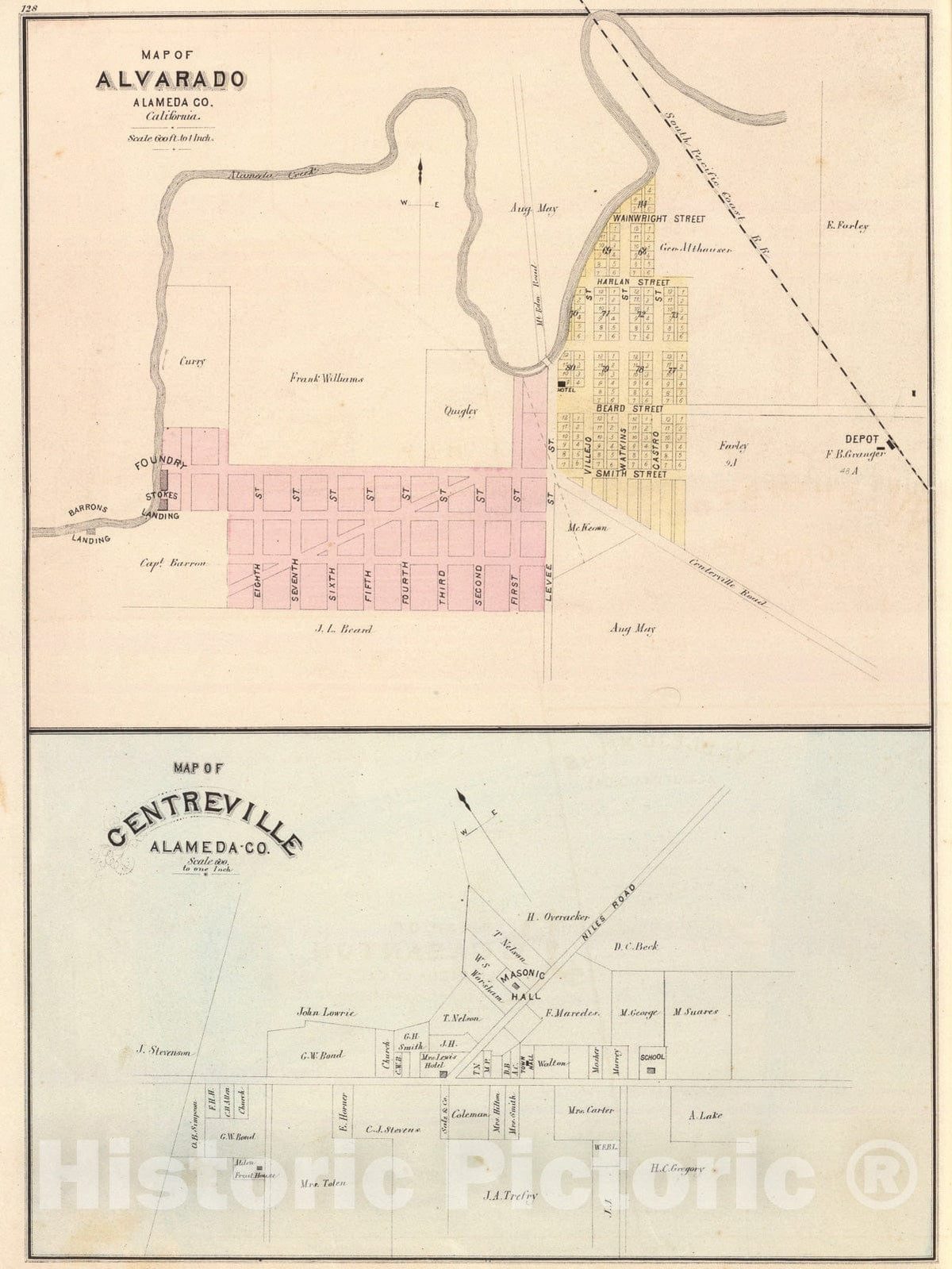 Historic Map : Alvarado, Centreville., 1878, Vintage Wall Art