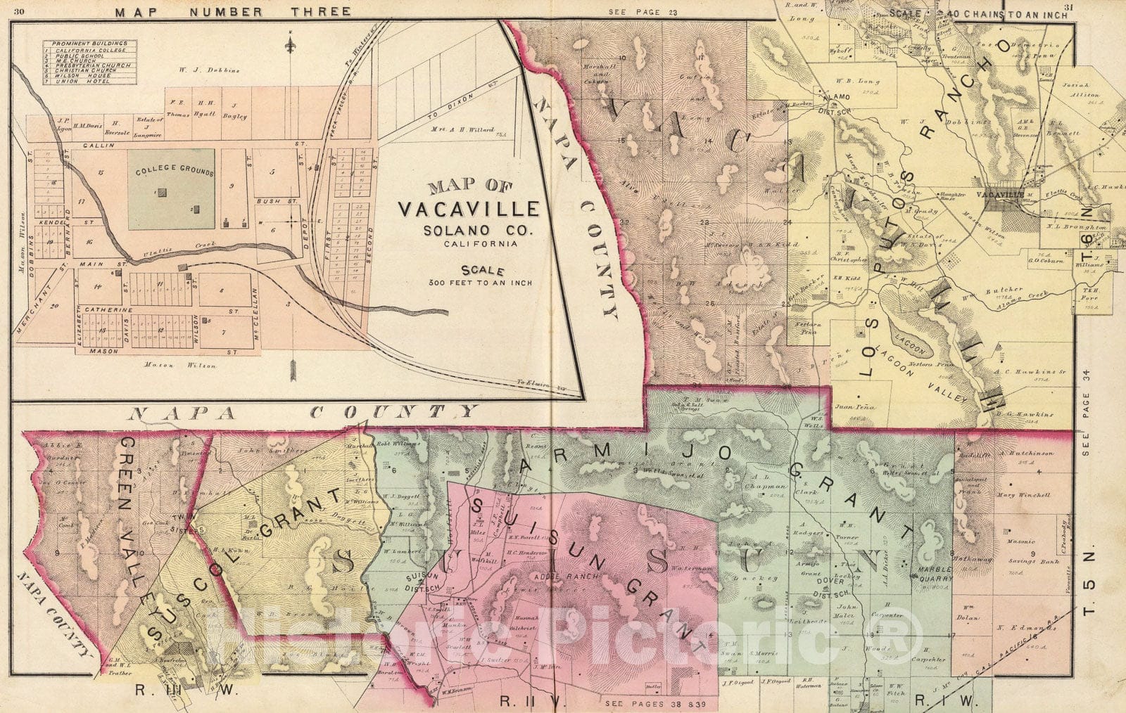 Historic Map : Solano Co. 3., 1878, Vintage Wall Art