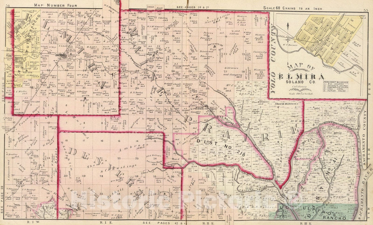 Historic Map : Solano Co. 4., 1878, Vintage Wall Art
