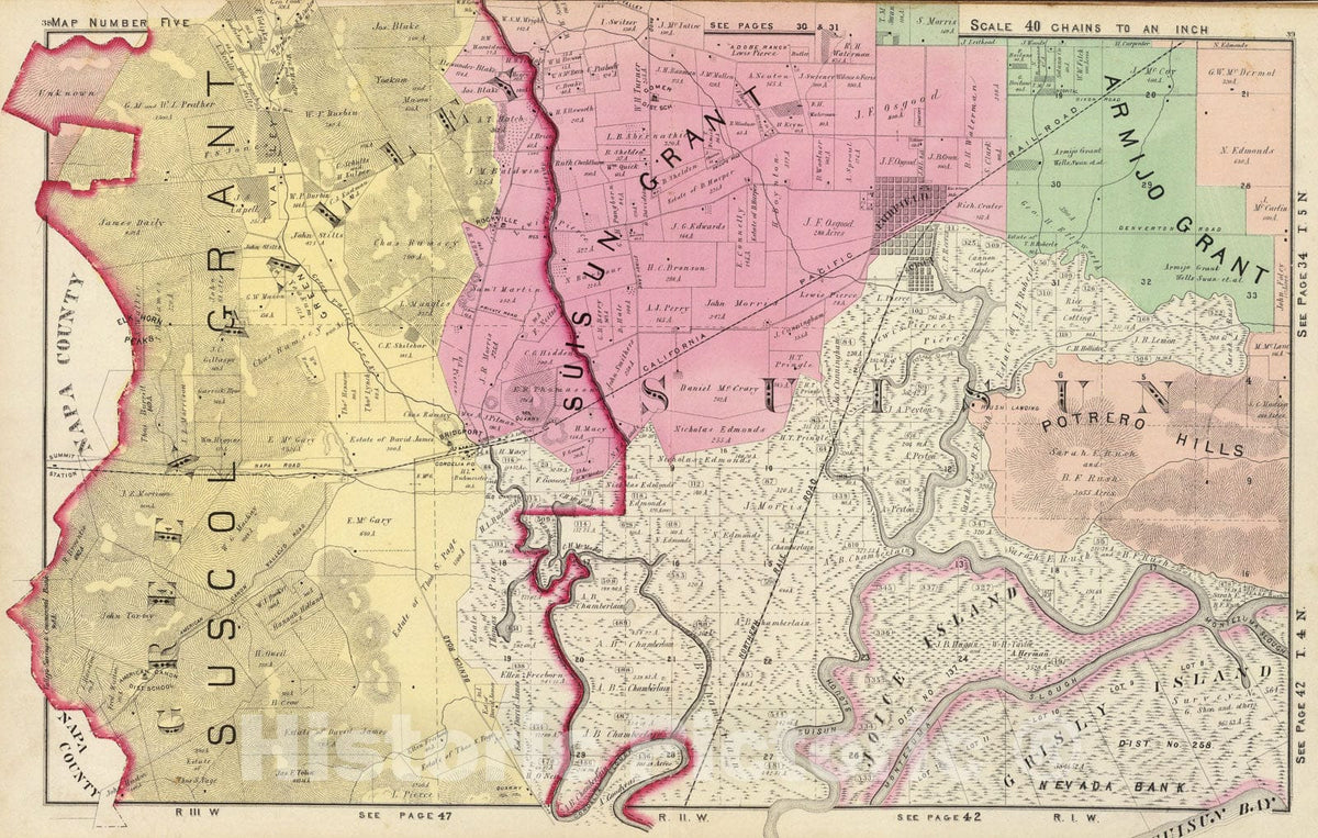 Historic Map : Solano Co. 5., 1878, Vintage Wall Art