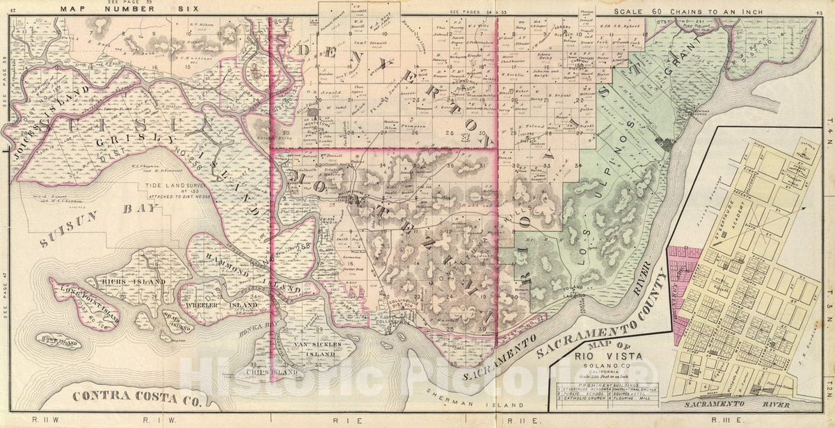 Historic Map : Solano Co. 6., 1878, Vintage Wall Art