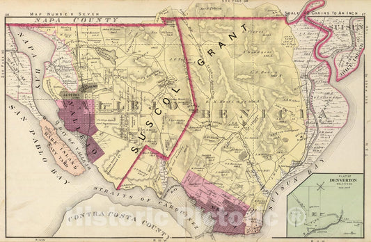 Historic Map : Solano Co. 7., 1878, Vintage Wall Art