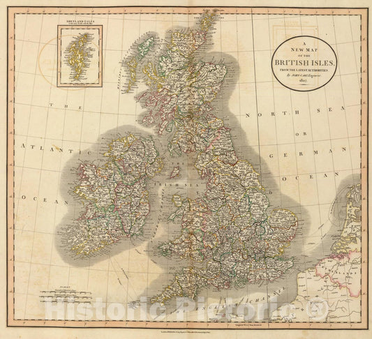 Historic Map : British Isles., 1807, Vintage Wall Art