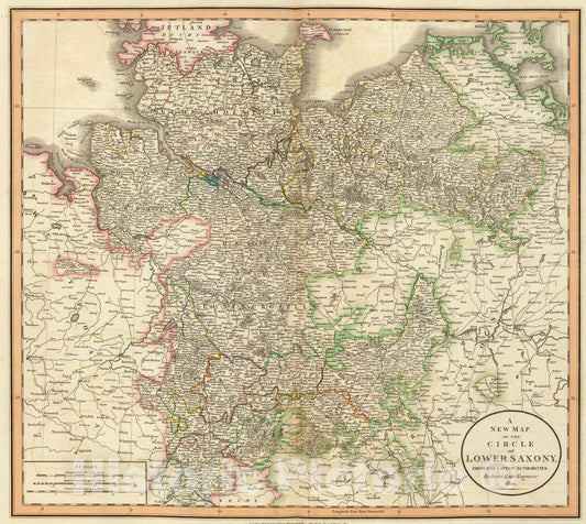Historic Map : Lower Saxony., 1801, Vintage Wall Art