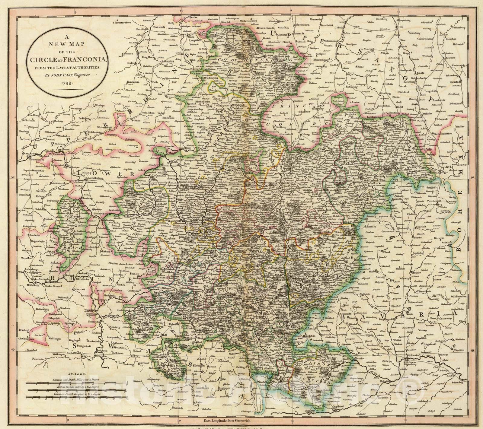 Historic Map : Franconia., 1799, Vintage Wall Art