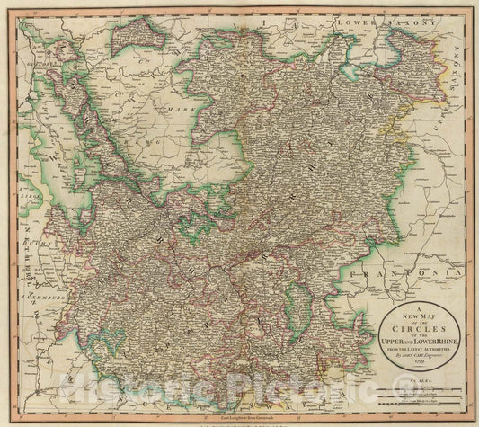 Historic Map : Upper, Lower Rhine circles., 1799, Vintage Wall Art