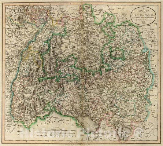 Historic Map : Swabia., 1799, Vintage Wall Art