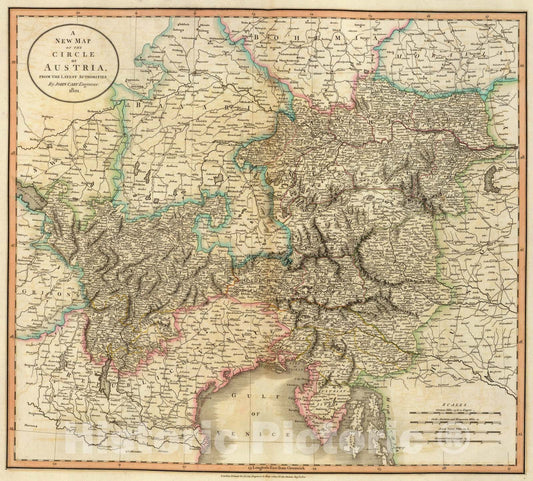 Historic Map : Austria., 1801, Vintage Wall Art