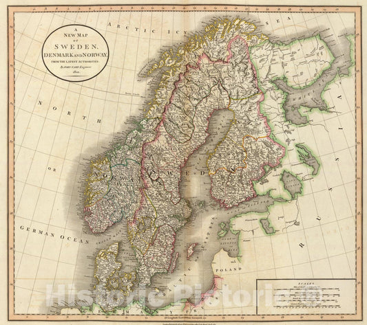 Historic Map : Sweden, Denmark and Norway., 1801, Vintage Wall Art