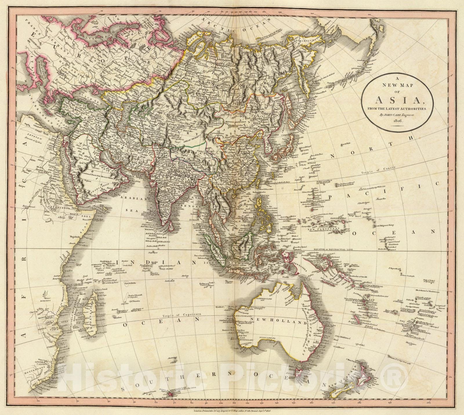 Historic Map : Asia., 1806, Vintage Wall Art