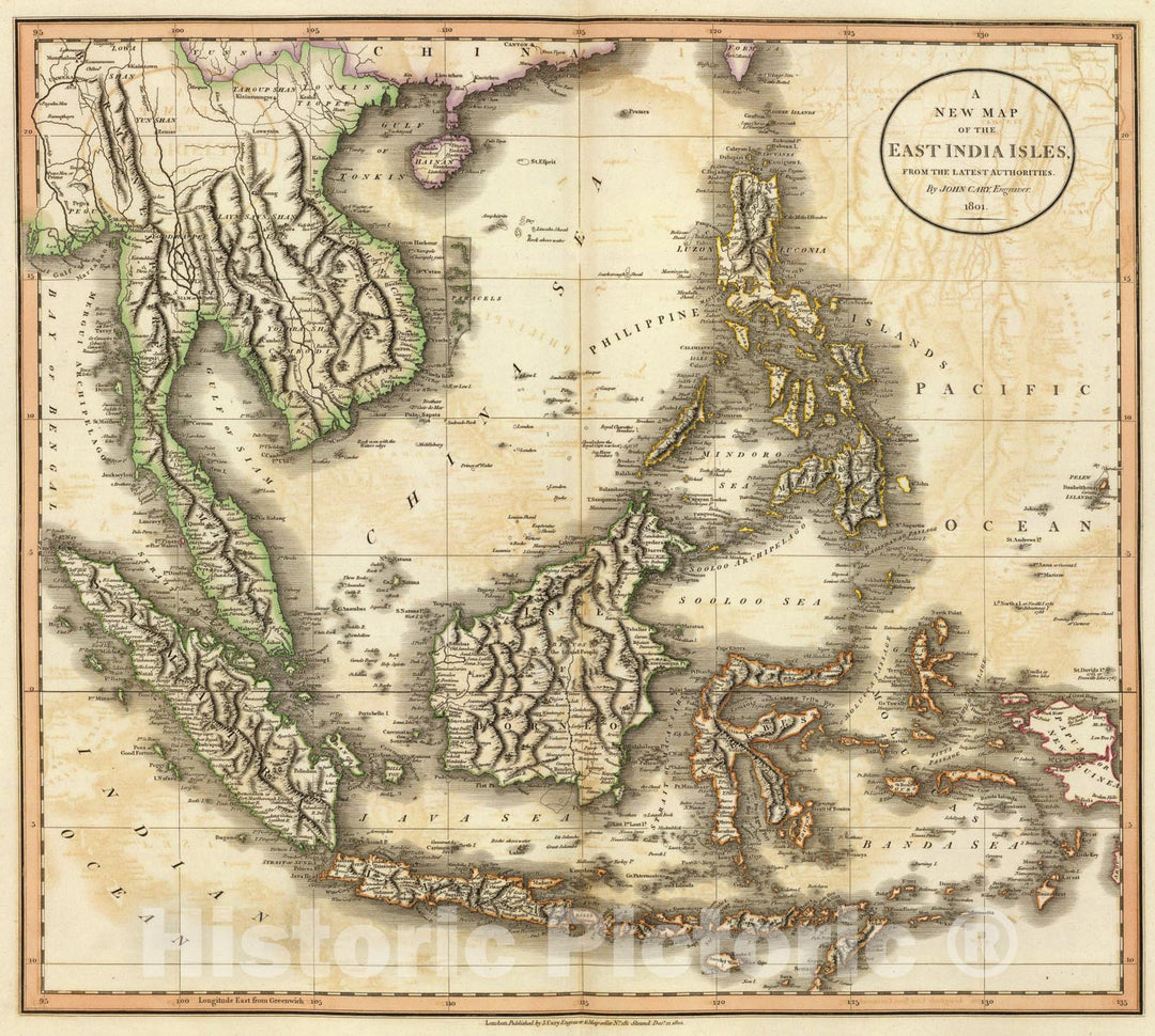 Historic Map : East India Isles., 1801, Vintage Wall Art