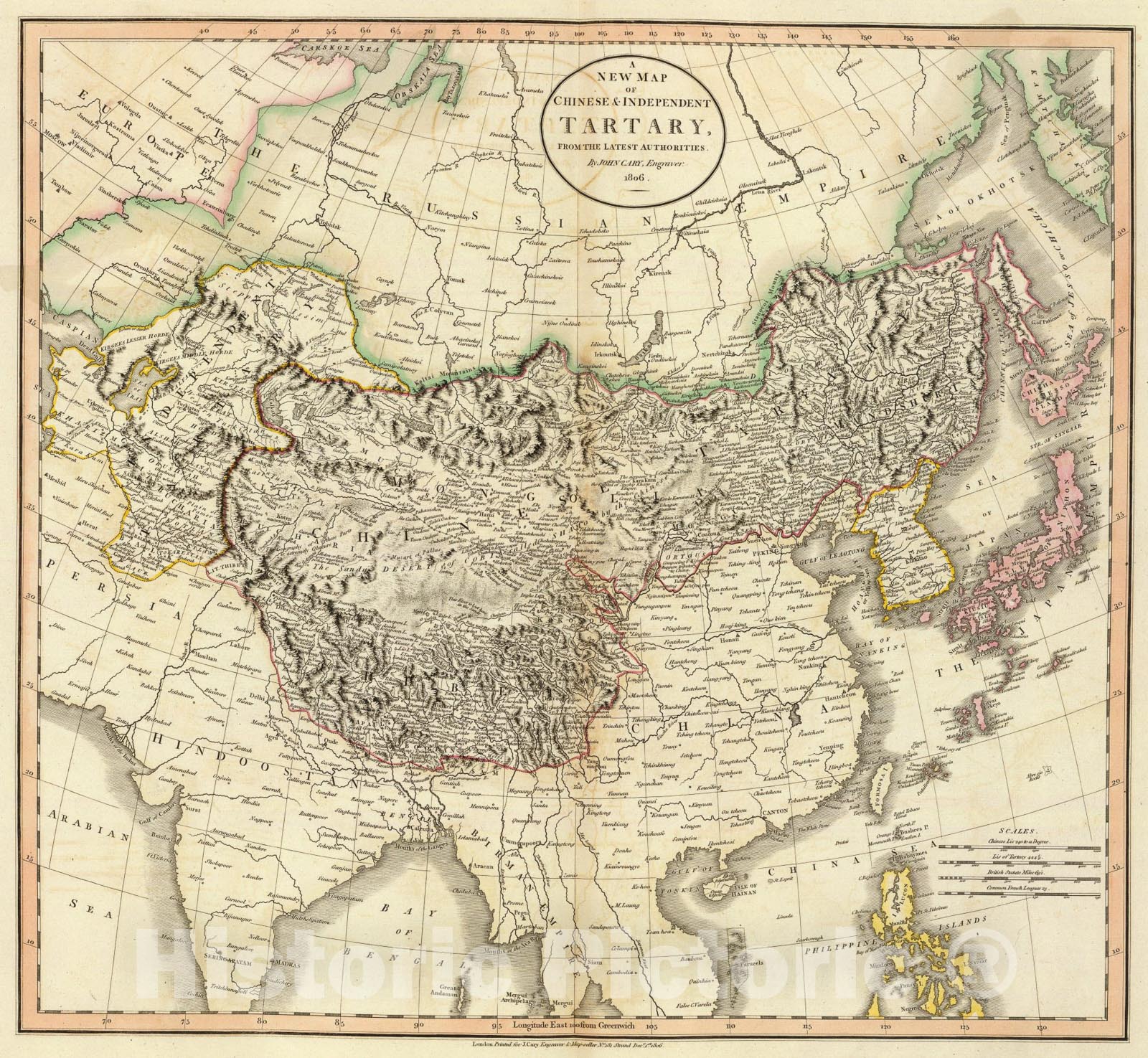 Historic Map : Tartary, Chinese & independent., 1806, Vintage Wall Art