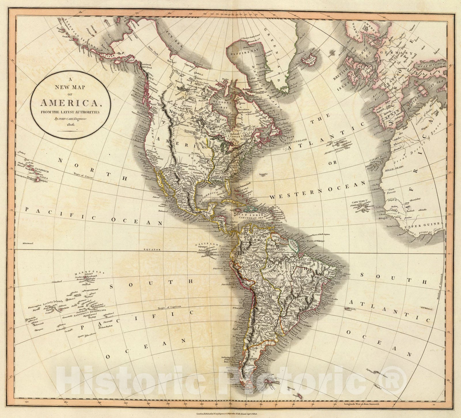 Historic Map : America., 1806, Vintage Wall Art