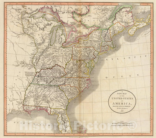 Historic Map : United States of America., 1806, Vintage Wall Art