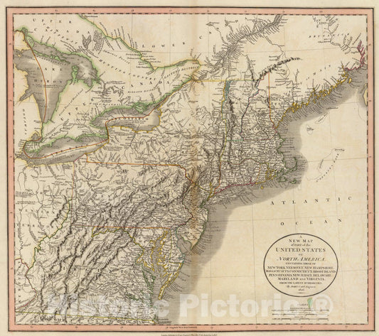 Historic Map : New York, Vermont, New Hampshire, etc., 1806, Vintage Wall Art