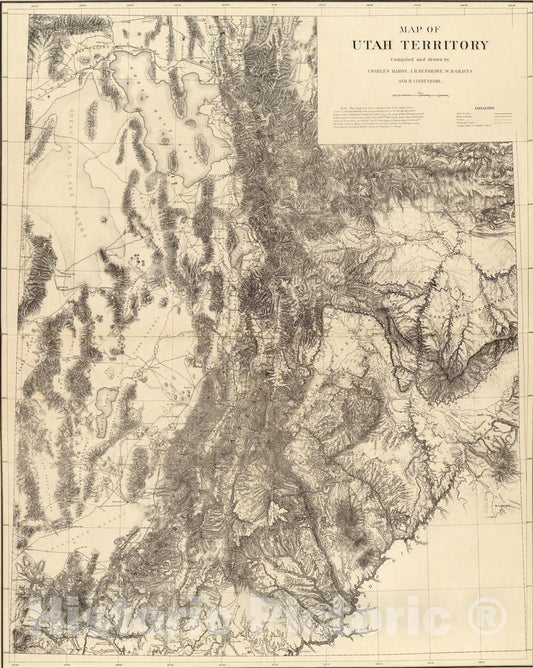 Historic Map : Map of Utah Territory., 1879, Vintage Wall Art