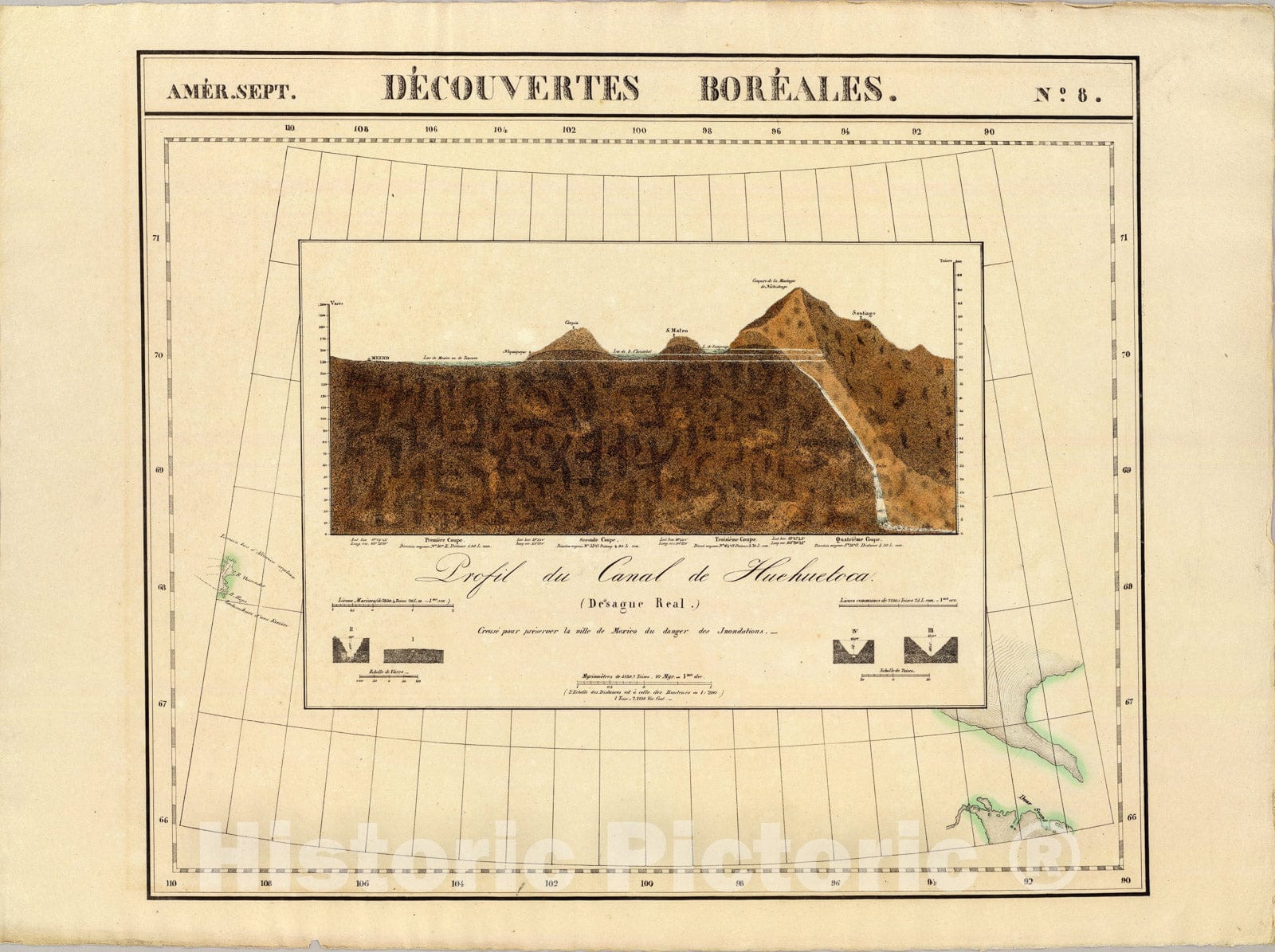 Historic Map : Decouvertes Boreales. Amer. Sep. 8., 1827, Vintage Wall Art