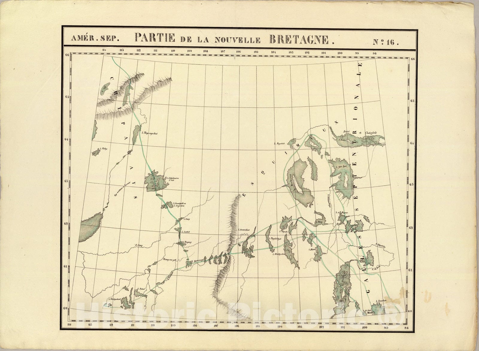 Historic Map : Partie, la Nouvelle Bretagne. Amer. Sep. 16., 1827, Vintage Wall Art