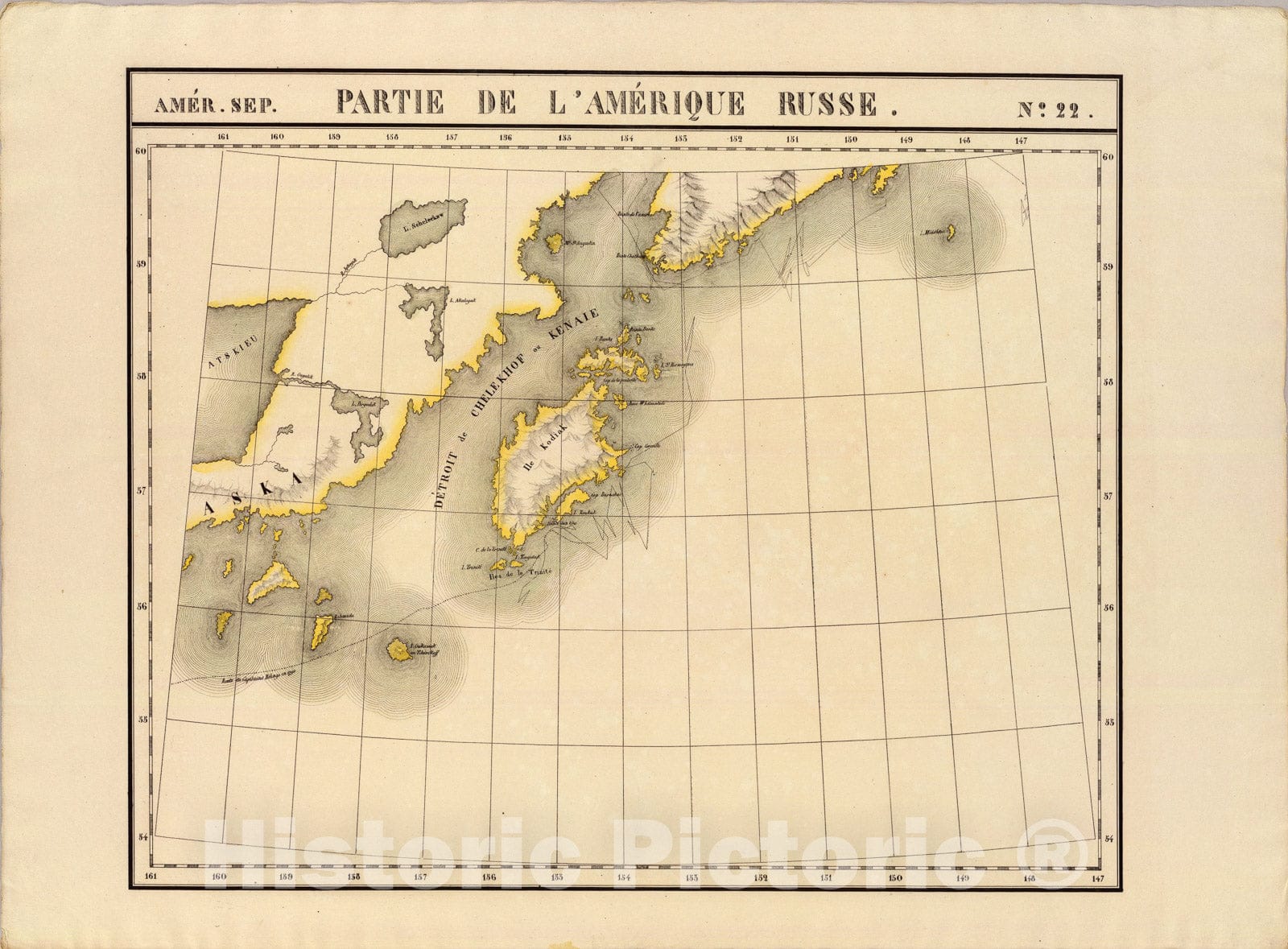 Historic Map : Partie, l'Amerique Russe. Amer. Sep. 22., 1827, Vintage Wall Art