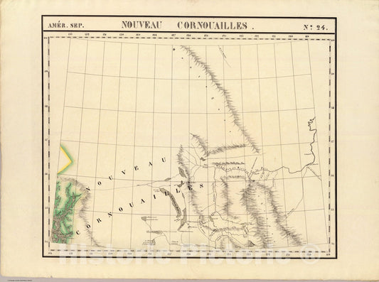 Historic Map : Nouveau Cornouailles. Amer. Sep. 24., 1827, Vintage Wall Art