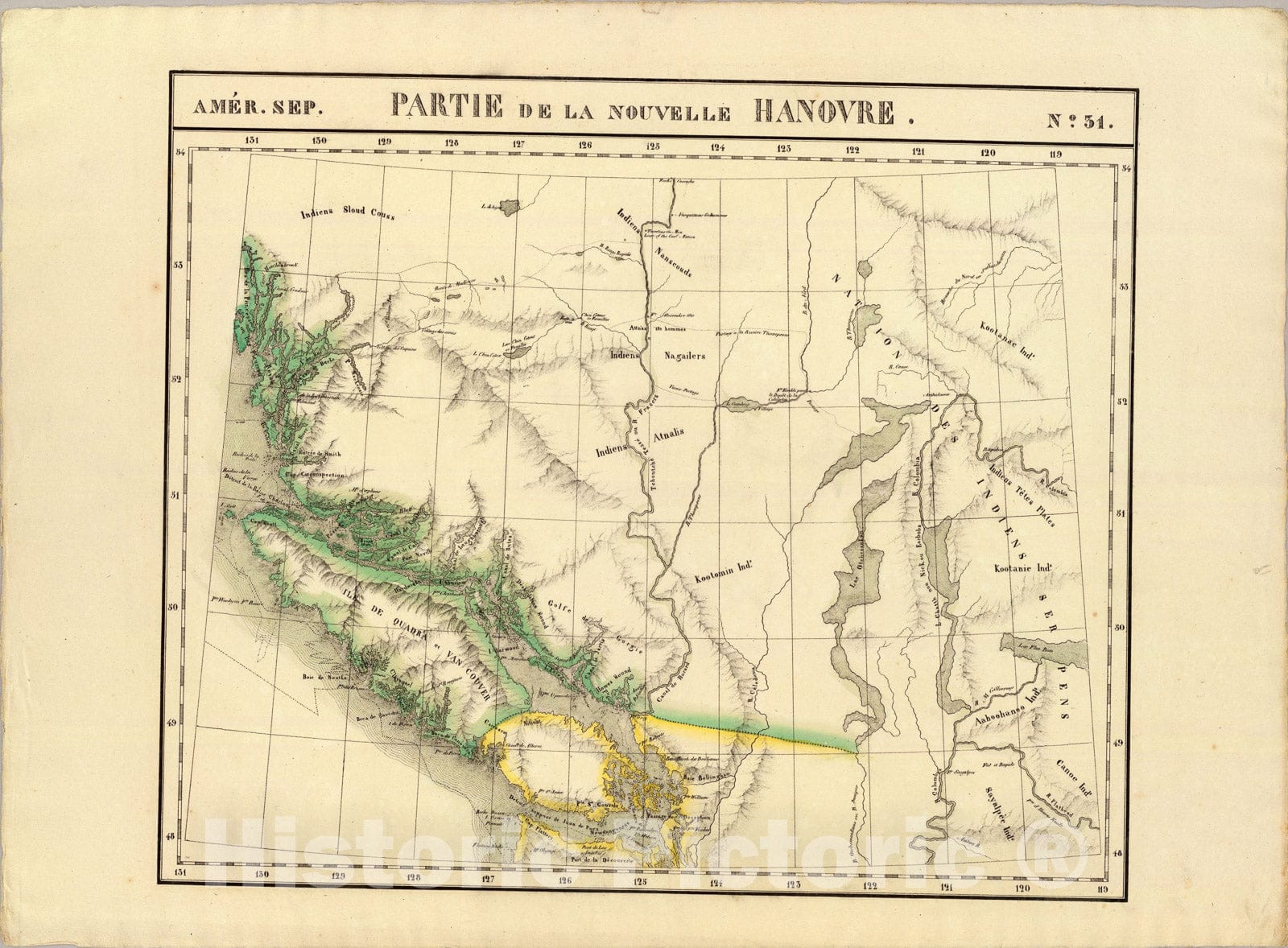 Historic Map : Partie, Nouvelle Hanovre. Amer. Sep. 31., 1827, Vintage Wall Art